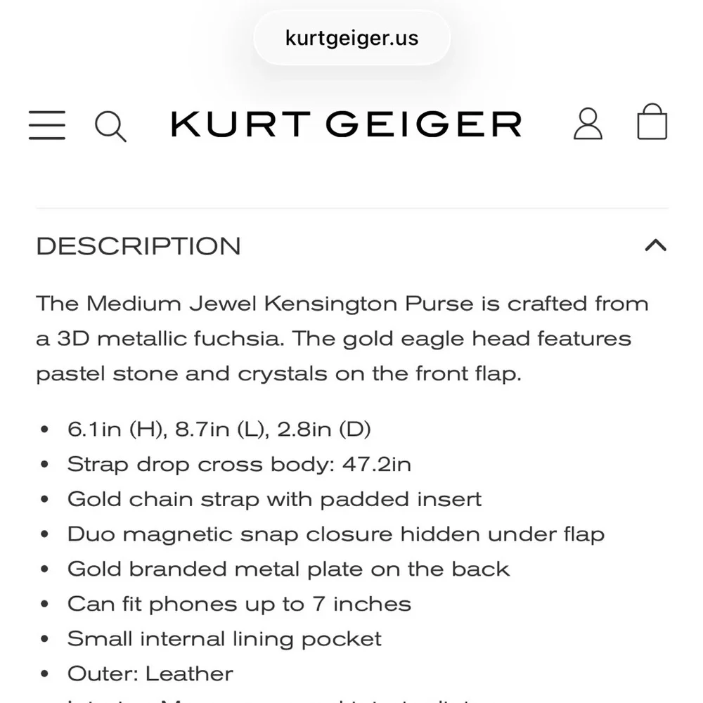 ***Make an offer!** NWT Kurt Geiger Medium Leather Kensington Bag Crossbody - Picture 9 of 9